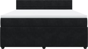 vidaXL Łóżko kontynentalne z materacem, czarne, 180x200 cm, aksamit 6