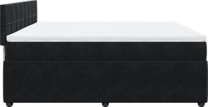 vidaXL Łóżko kontynentalne z materacem, czarne, 180x200 cm, aksamit 7