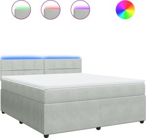 vidaXL Łóżko kontynentalne z materacem, jasnoszare, 180x200cm, aksamit 2