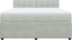 vidaXL Łóżko kontynentalne z materacem, jasnoszare, 180x200cm, aksamit 6