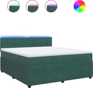 vidaXL Łóżko kontynentalne z materacem, ciemnozielone, 180x200 cm 2