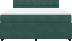 vidaXL Łóżko kontynentalne z materacem, ciemnozielone, 180x200 cm 6