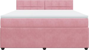 vidaXL Łóżko kontynentalne z materacem, różowe, 180x200 cm, aksamit 6