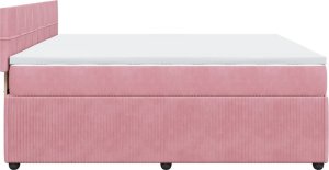 vidaXL Łóżko kontynentalne z materacem, różowe, 180x200 cm, aksamit 7