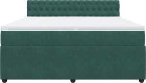 vidaXL Łóżko kontynentalne z materacem, ciemnozielone, 180x200 cm 6