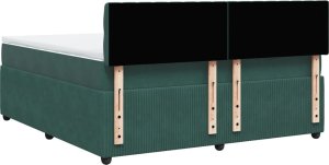 vidaXL Łóżko kontynentalne z materacem, ciemnozielone, 180x200 cm 8