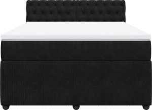 vidaXL Łóżko kontynentalne z materacem, czarne, 140x200 cm, aksamit 6