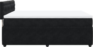 vidaXL Łóżko kontynentalne z materacem, czarne, 140x200 cm, aksamit 7