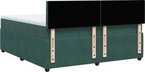 vidaXL Łóżko kontynentalne z materacem, ciemnozielone, 180x200 cm 8