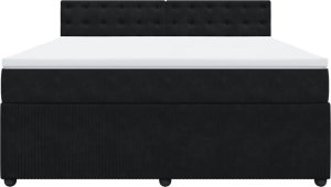vidaXL Łóżko kontynentalne z materacem, czarne, 180x200 cm, aksamit 6