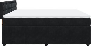vidaXL Łóżko kontynentalne z materacem, czarne, 180x200 cm, aksamit 7