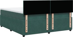 vidaXL Łóżko kontynentalne z materacem, ciemnozielone, 180x200 cm 8
