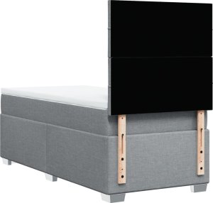 vidaXL Łóżko kontynentalne z materacem, jasnoszare, tkanina, 90x200 cm 10