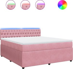 vidaXL Łóżko kontynentalne z materacem, różowe, 180x200 cm, aksamit 2
