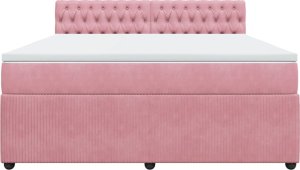vidaXL Łóżko kontynentalne z materacem, różowe, 180x200 cm, aksamit 6
