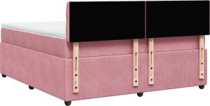 vidaXL Łóżko kontynentalne z materacem, różowe, 180x200 cm, aksamit 8