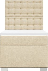 vidaXL Łóżko kontynentalne z materacem, kremowe, tkanina, 90x200 cm 4