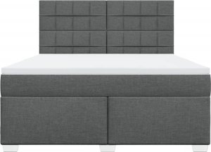 vidaXL Łóżko kontynentalne z materacem, ciemnoszara tkanina 180x200 cm 4
