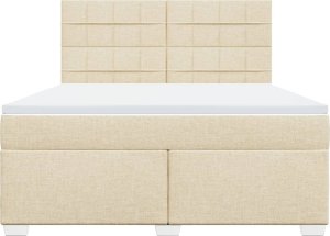 vidaXL Łóżko kontynentalne z materacem, kremowe, tkanina, 180x200 cm 4