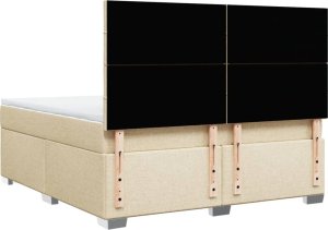 vidaXL Łóżko kontynentalne z materacem, kremowe, tkanina, 180x200 cm 10