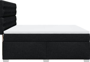 vidaXL Łóżko kontynentalne z materacem, czarne, tkanina 180x200 cm 9
