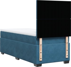 vidaXL Łóżko kontynentalne z materacem, niebieskie, 90x200 cm, aksamit 10