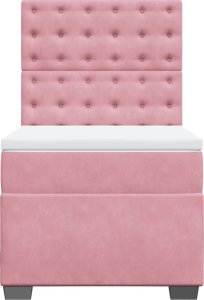 vidaXL Łóżko kontynentalne z materacem, różowe, aksamit, 90x200 cm 4