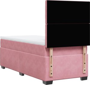 vidaXL Łóżko kontynentalne z materacem, różowe, aksamit, 90x200 cm 10