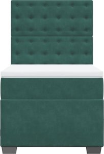 vidaXL Łóżko kontynentalne z materacem, zielone, aksamit, 90x200 cm 4