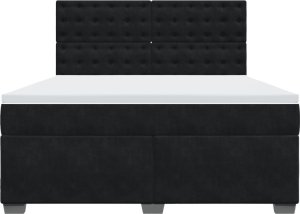 vidaXL Łóżko kontynentalne z materacem, czarne, 180x200 cm, aksamit 4
