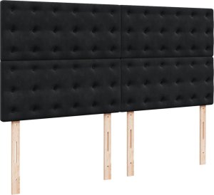 vidaXL Łóżko kontynentalne z materacem, czarne, 180x200 cm, aksamit 8