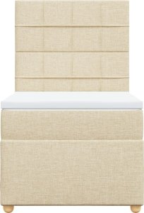 vidaXL Łóżko kontynentalne z materacem, kremowe, tkanina, 90x200 cm 4