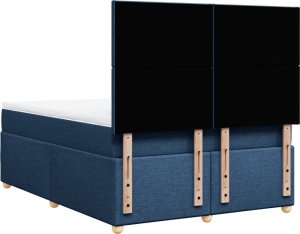 vidaXL Łóżko kontynentalne z materacem, niebieskie, tkanina 140x200 cm 6