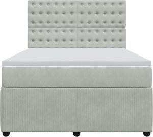 vidaXL Łóżko kontynentalne z materacem, jasnoszare, 140x190cm, aksamit 4