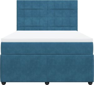 vidaXL Łóżko kontynentalne z materacem, ciemnoniebieskie, 140x200 cm 4