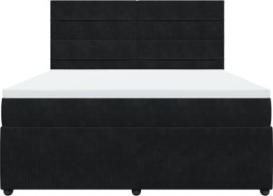 vidaXL Łóżko kontynentalne z materacem, czarne, 180x200 cm, aksamit 4