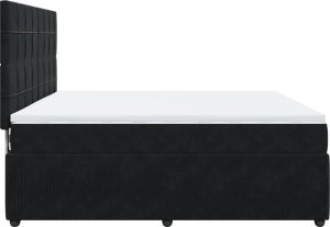 vidaXL Łóżko kontynentalne z materacem, czarne, 180x200 cm, aksamit 5