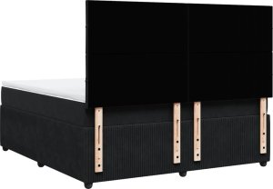 vidaXL Łóżko kontynentalne z materacem, czarne, 180x200 cm, aksamit 6