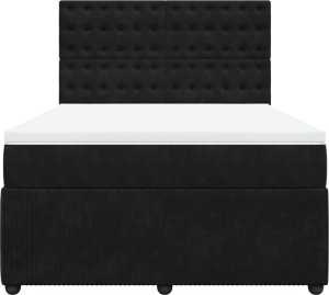 vidaXL Łóżko kontynentalne z materacem, czarne, 140x200 cm, aksamit 4