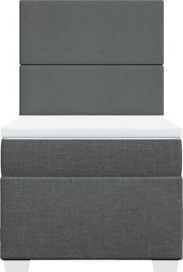 vidaXL Łóżko kontynentalne z materacem, ciemnoszara tkanina 90x200 cm 6