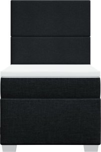 vidaXL Łóżko kontynentalne z materacem, czarne, tkanina, 90x200 cm 6