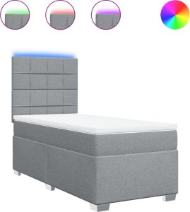 vidaXL Łóżko kontynentalne z materacem, jasnoszare, tkanina, 90x200 cm 2