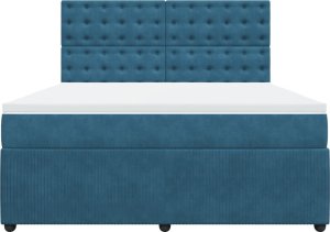 vidaXL Łóżko kontynentalne z materacem, ciemnoniebieskie, 180x200 cm 4