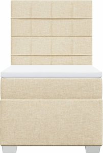 vidaXL Łóżko kontynentalne z materacem, kremowe, tkanina, 90x200 cm 6