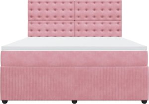 vidaXL Łóżko kontynentalne z materacem, różowe, 180x200 cm, aksamit 4