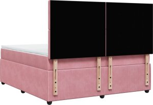 vidaXL Łóżko kontynentalne z materacem, różowe, 180x200 cm, aksamit 6