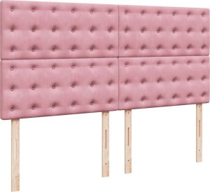 vidaXL Łóżko kontynentalne z materacem, różowe, 180x200 cm, aksamit 7