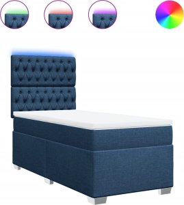 vidaXL Łóżko kontynentalne z materacem, niebieskie, tkanina, 90x200 cm 2