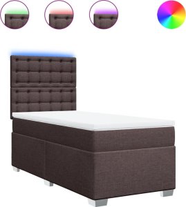vidaXL Łóżko kontynentalne z materacem, brązowe, tkanina, 90x200 cm 2
