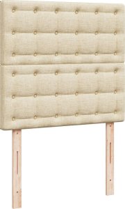 vidaXL Łóżko kontynentalne z materacem, kremowe, tkanina, 90x200 cm 7